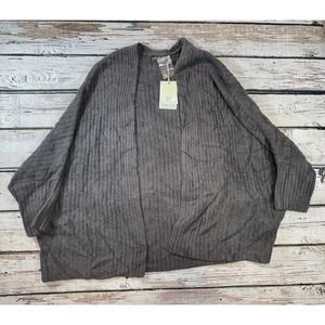 Barefoot Dreams L/XL Carbon Gray Cozy Chic Lite Ribbed‎ Shrug Cardigan